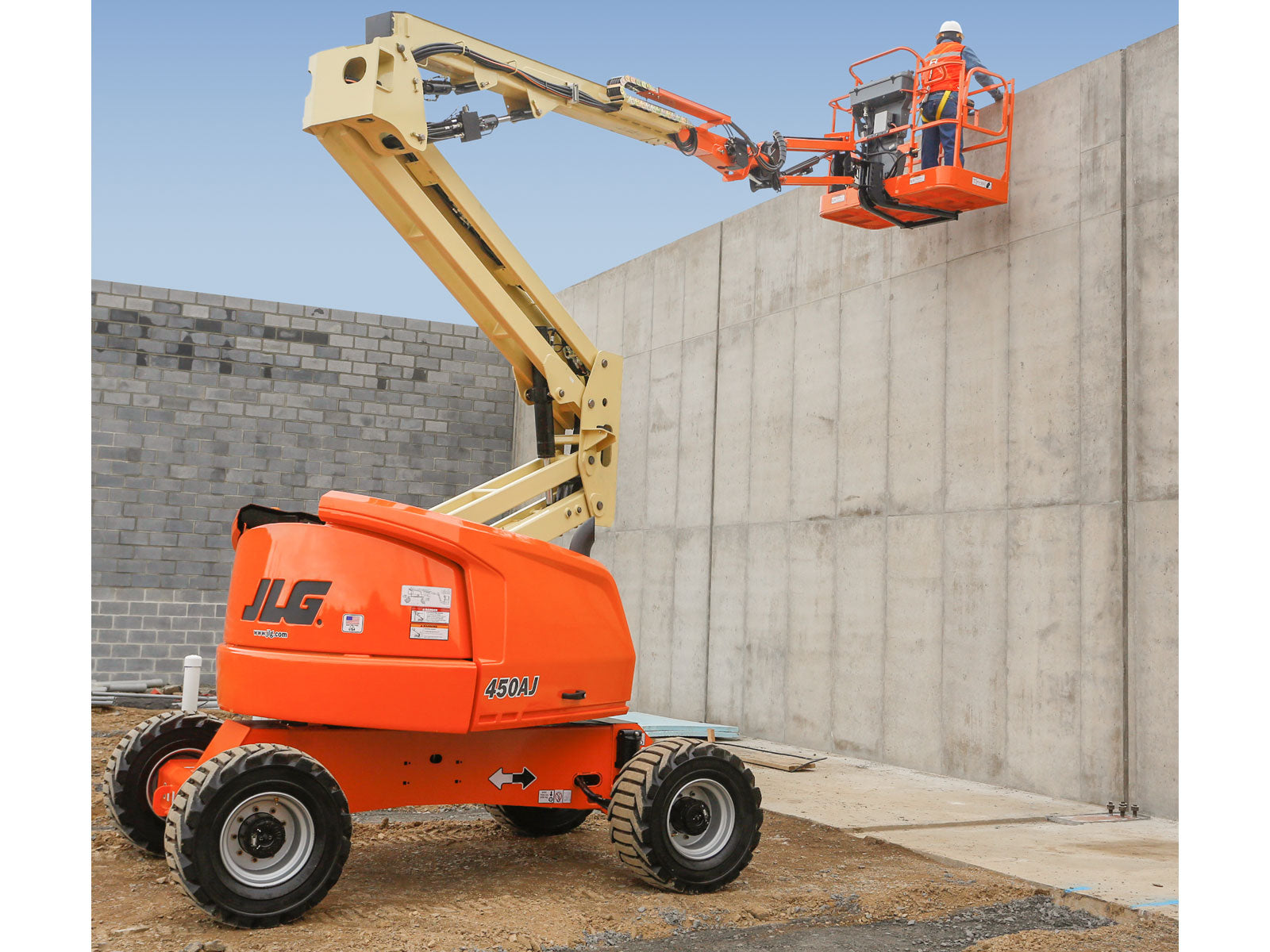 2008 JLG E450AJ ARTICULATING BOOM LIFT AERIAL LIFT WITH JIB ARM 45' REACH  ELECTRIC 2WD 1416 HOURS STOCK # BF9194559-299-WIB