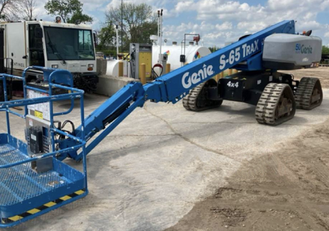 2016 GENIE S65 TRAX TELESCOPIC STRAIGHT BOOM LIFT AERIAL LIFT WITH JIB ARM 65' REACH DIESEL 4WD 2390 HOURS STOCK # BF9698119-NLE
