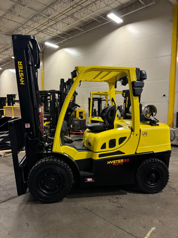 2018 HYSTER H80FT 8000 LB LP GAS FORKLIFT PNEUMATIC 108/169" 2 STAGE CLEAR VIEW MAST SIDE SHIFTER ONLY 1,597 HOURS STOCK # BF9212849-BUF