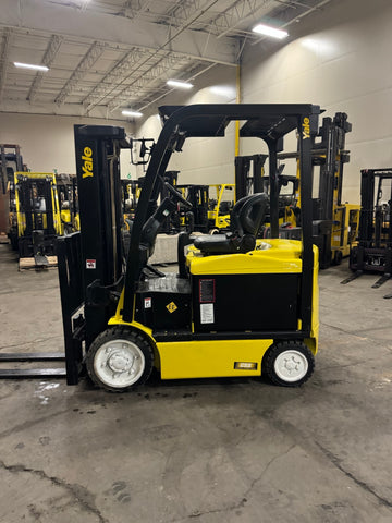 2019 YALE ERC050VG 5000 LB 48 VOLT ELECTRIC TREADED CUSHION TIRE SIDE SHIFTER FORKLIFT 87/126" 2 STAGE FULL FREE LIFT MAST 842 HOURS STOCK # BF979549-BUF