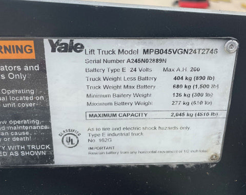 2016 Yale MPB045VGN24T2746