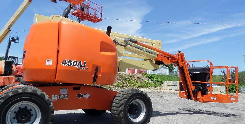 2008 JLG E450AJ ARTICULATING BOOM LIFT AERIAL LIFT WITH JIB ARM 45' REACH  ELECTRIC 2WD 1416 HOURS STOCK # BF9194559-299-WIB
