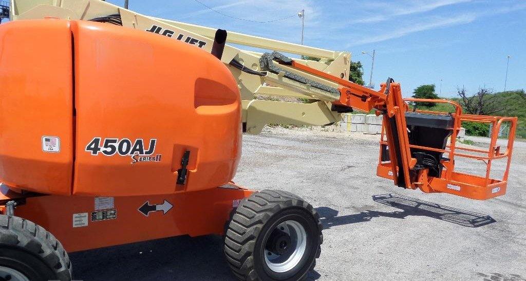 2008 JLG E450AJ ARTICULATING BOOM LIFT AERIAL LIFT WITH JIB ARM 45' REACH  ELECTRIC 2WD 1416 HOURS STOCK # BF9194559-299-WIB